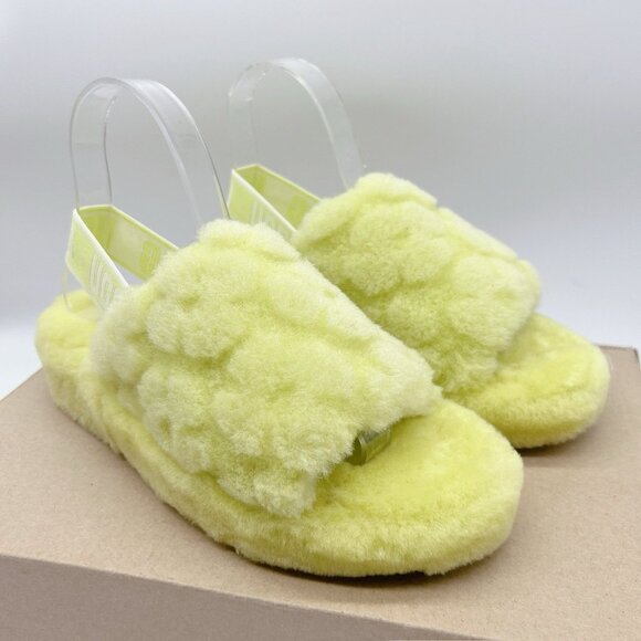 UGG Women's Fluff Yeah Slide Poppy Slipper Platform Pollen Yellow 1118459 US 6 - Picture 3 of 12